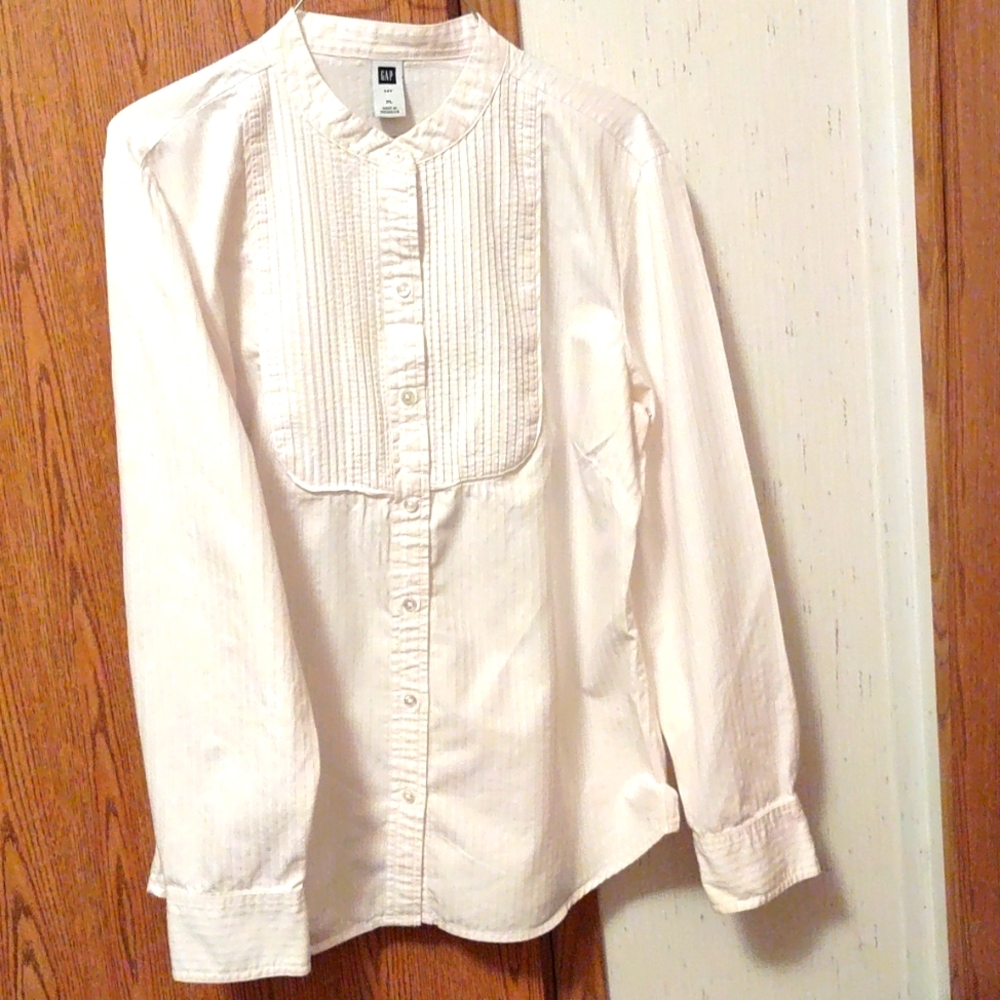 White tuxedo top blouse